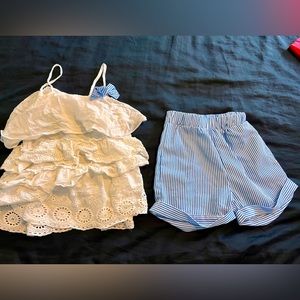Pat Pat matching shorts with lace top toddler girl set